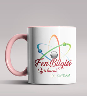 Kişiye Özel Fen Bilgisi Öğretmeni Tasarımlı Siyah Renk Kupa 2 (Pembe)