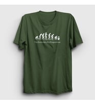 Presmono Unisex Sarı Evolution Evrim Developer Yazılımcı T-Shirt 332793tt (Haki)