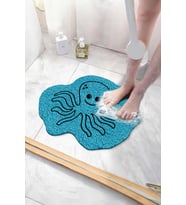 Ahtapot Banyo Paspası Kaymaz Taban Yumuşak Esnek  Paspas Islak Zemin Hijyenik Paspas (40x60 cm) (Mavi)