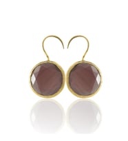 Kadir Jewellery 22 Ayar Altın Kaplama Kadın Taşlı Küpe -El İşçiliği Ve Hipoalerjenik Küpe (Bordo)