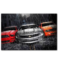 Cakapuzzle Mustang Camaro Dodge Araçlar Yağmur Altında Puzzle Yapboz MDF (Ahşap) (1000 Parça)