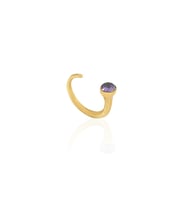 Kadir Jewellery 22 Ayar Altın Kaplama Zirkon Taşlı Ayarlanabilir Kadın Minimal Yüzük (Mor)
