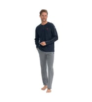 U.S. Polo Assn. Erkek Uzun Kollu Yakası Düğmeli Pijama Takımı (Lacivert)