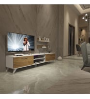 Decoraktiv Eko 4 Mdf Dvd Retro Tv Ünitesi Tv Sehpası (Beyaz - Pera)