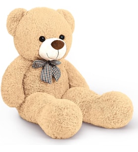 Oyuncak 85 Cm Papyonlu Peluş Ayıcık- İthal Kumaş - Premium Koleksiyon Hediyelik Ayı (% 100 YERLİ) (Bej)
