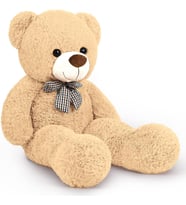 Oyuncak 85 Cm Papyonlu Peluş Ayıcık- İthal Kumaş - Premium Koleksiyon Hediyelik Ayı (% 100 YERLİ) (Bej)