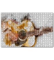 Cakapuzzle Akustik Gitar Suluboya Efektli  Puzzle Yapboz MDF (Ahşap) (1000 Parça)