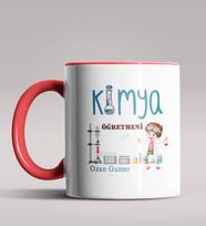 Kişiye Özel Kimya Öğretmeni Tasarım Siyah Renk Kupa Bardak 5 (Kırmızı)