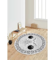 Dijital Baskılı Kaymaz Taban Yıkanabilir Yuvarlak Salon Halısı Koridor Halısı Paspas NDY-SD-1067 (Gri)