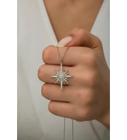 925 Ayar Gümüş Kutup Yıldızı Kolye (Gümüş)