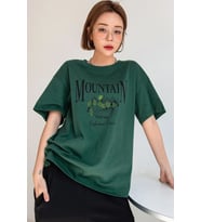 Unisex Montain Baskılı T-shirt (Yeşil)