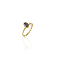 Kadir Jewellery 22 Ayar Altın Kaplama Zirkon Taşlı Kadın Minimal Yüzük (Mor)