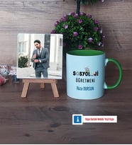 Sosyoloji Öğretmeni Fotoğraflı Dekoratif Taş, Kupa Bardak Beyaz Hediye Öğretmenler Günü Hediyesi (Model 14)