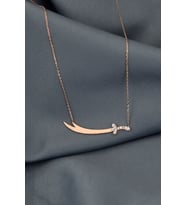 Papatya Silver 925 Ayar Gümüş Taşlı Zülfikar Kılıç Kolye (Rose)