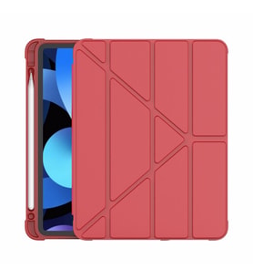 Samsung Galaxy Tab A7 10.4 T500 T505 T507 Kılıf Kalem Bölmeli Trifolding Case (Kırmızı)