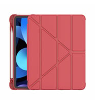Samsung Galaxy Tab A7 10.4 T500 T505 T507 Kılıf Kalem Bölmeli Trifolding Case (Kırmızı)