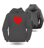 Sevgililer Günü Erkek Kadın Kalpler Görselli Kapüşonlu Hoodie Sweatshirt 6010 (Gri)