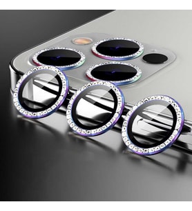 Uyumlu Model Apple iPhone 13 Pro Max Taşlı Kamera Lens Koruyucu Çerçeveli Koruyucu (Çok Renkli)
