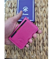 Westpolo İsme Özel 1026 Hakiki Deri Unısex Kartlık (Pembe)