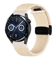 Sneezy Samsung Galaxy Watch 5 40-44mm İle Uyumlu 20mm FiberLink Manyetik Tokalı Kumaş Örgü Kordon (Bej)