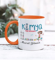 Kimya Öğretmeni Tasarımlı Kişiye Özel Kupa Bardak (Turuncu)