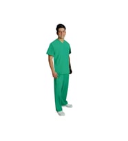 Emel Tekstil Doktor Terikoton Erkek Açık Yeşil Forma Cerrahi Yaka Takım Uniforma (Çok Renkli)