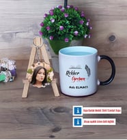Rehber Öğretmen Kupa Bardak Beyaz ve Fotoğraflı Ahşap Anahtarlık Hediye (Model 9)