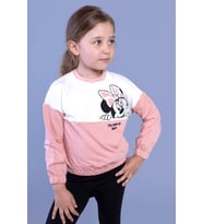 Toontoy Kız Çocuk Garnili Baskılı Sweatshirt (Somon)