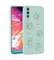 Galaxy A70 Kılıf Kabartma Figürlü Parlak Toys Silikon Kılıf (Açık Yeşil)