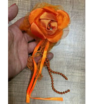 9 CM PÜSKÜLLÜ TOMURCUK TAŞLI EL YAPIMI BROŞ YAKA İĞNESİ TÜRBAN İĞNESİ (Turuncu)