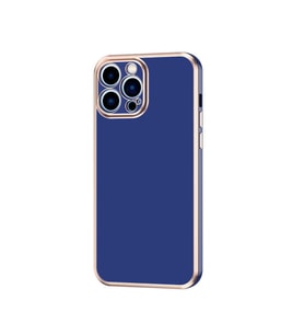 Apple iPhone 12 Pro Max Kılıf Bark Kenarları Altın Renk Kılıf (Lacivert)