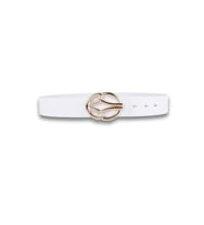 Vos Versa Elips Desenli Gold Tokalı Siyah İnce Kadın Kemeri VOSDK0029101 (Beyaz)