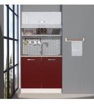 Decoraktiv Mini 90Y MDF Hazır Mutfak Dolabı - Tezgah Dahil (Bordo - Beyaz)
