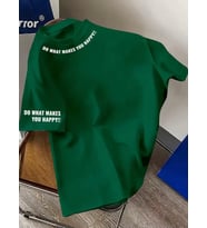 AMOR MAN BÜYÜK BEDEN ÖZEL TASARIM YAKA KOL MOTTO BASKILI PAMUK YENİ TREND BATTAL ERKEK T-SHIRT (Yeşil)