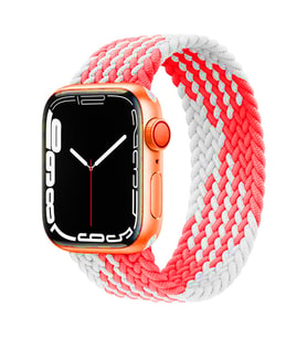 Apple Watch 10/11 42mm-38/40/41mm Kordon Medium Örgü Solo Loop Kordon 32 147mm 2 (Kırmızı-Beyaz)