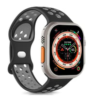 Microsonic Apple Watch Series 10 46mm Kordon Flame Circle Yavruağzı (Siyah-Gri)