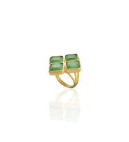 Kadir Jewellery 22 Ayar Altın Kaplama Kadın Zirkon Taşlı Yüzük (Yeşil)