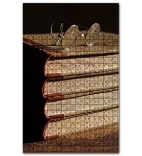 Cakapuzzle Ciltli Kitaplar ve Gözlük Puzzle Yapboz MDF (Ahşap) (1000 Parça)