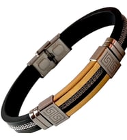 1. Sınıf Çelik-Silikon Mixli Kararmaz Trend Model Erkek Bileklik 22cm (Altın)