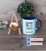 Sevgiliye Hediye Kupa Bardak Beyaz ve Fotoğraflı Ahşap Anahtarlık Hediye (Model 3)