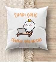 BK Gift Esprili Beyaz Kırlent Yastık, Ev Hediyesi, Ev Dekorasyonu, Dekoratif Hediye (Model 10)