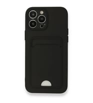IPHONE 13 PRO MAX UYUMLU KELVİN KARTVİZİTLİ SİLİKON TELEFON KILIF (Siyah)