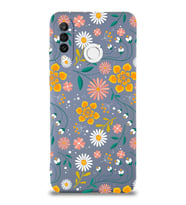 Huawei P 30 Lite Uyumlu Lansman Kılıf Çiçek Tasarımlı İçi Kadife  Kapak (Petrol Mavisi)