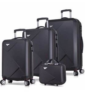 My Valice Diamond Abs Kabin Orta Büyük ve Makyaj Boy 4'lü Travel Valiz Seti (Siyah)