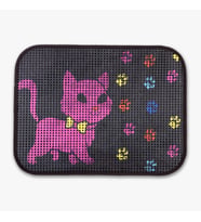Elekli Desenli Kedi Tuvalet Önü Paspası 60 X 45 Cm (Kız)