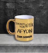 Afyon Temalı Kişiye Özel İsim ve/veya Fotoğraflı Kupa Bardak No:X025-03 (Gold)