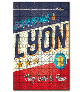 Cakapuzzle Lyon Uçuş Afişi Görseli Puzzle Yapboz MDF (Ahşap) (1000 Parça)