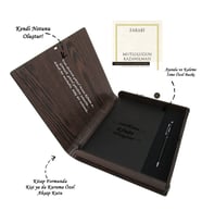 Kişiye Özel Kitap Ajanda Kalem Seti (Kitap Formunda Ahşap Kutulu) (Model 5)
