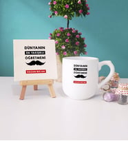 Dünyanın En Yakışıklı Öğretmeni Kupa Bardak Lacivert Dekoratif Taş Baskı (Model 9)