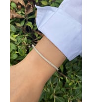 Gümüş Kazaziye El Örgüsü Altın Yaldızlı Zincir Bileklik : Beyaz - Altın Rengi - 18 cm : Siyah-Altın - 19 cm : Gümüş - 22 cm (Siyah - Beyaz)